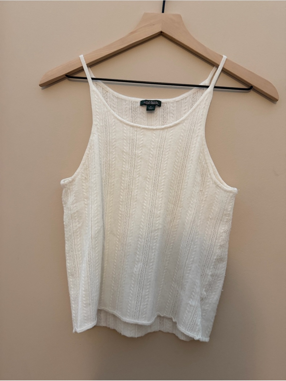 Wild Fable White Knit Tank Top - Lightweight Cable Texture